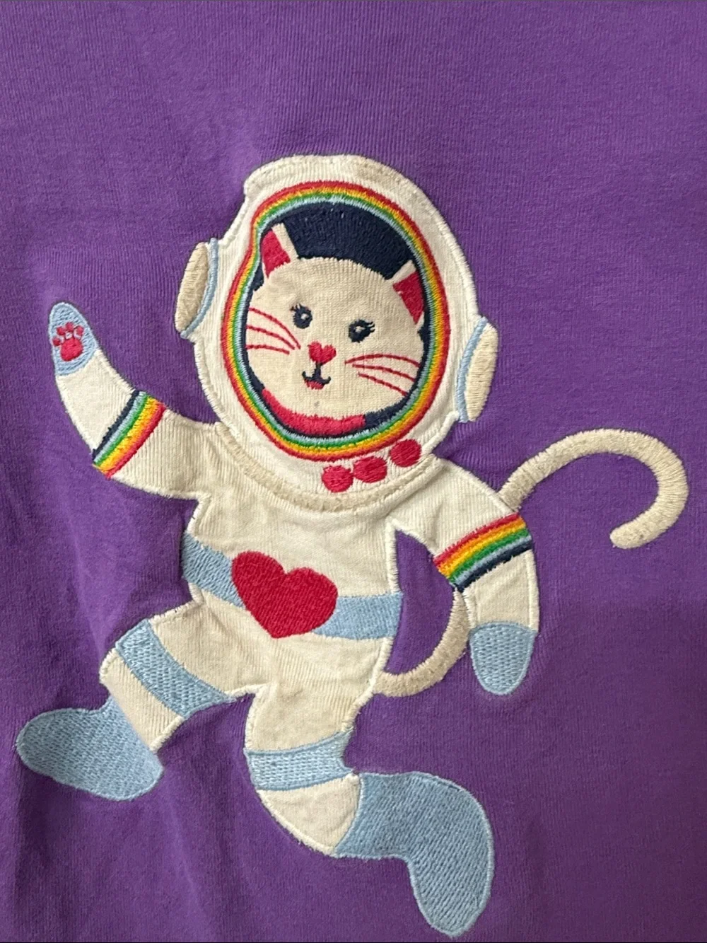 Gymboree Purple Long Sleeve Tee with Space Cat Patch